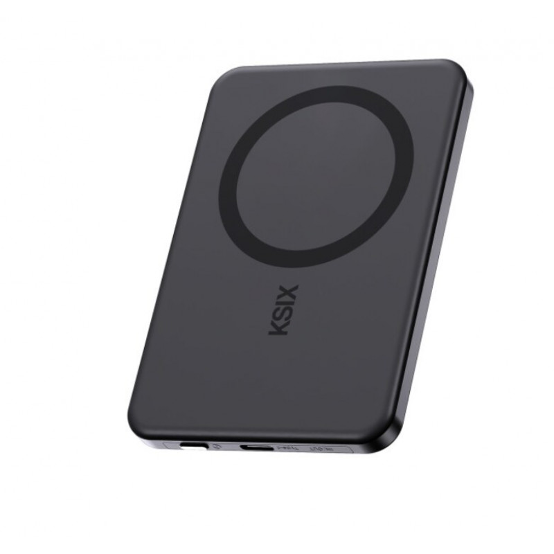 Ksix powerbank Magslim 5000 mAh magnetisch USB-C PD 20W digitaal display zwart