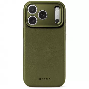 Decoded Leather Backcover – leren hoes voor iPhone 18 Pro / 17 Pro, compatibel met MagSafe (mosgroen)