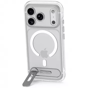 Decoded AntiMicrobial Hybrid Stand Backcover – hoes met standaard voor iPhone 18 Pro / 17 Pro, compatibel met MagSafe (frosted white)