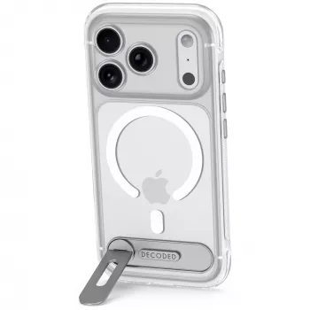 Decoded AntiMicrobial Hybrid Stand Backcover – hoes met standaard voor iPhone 18 Pro Max / 17 Pro Max, compatibel met MagSafe (transparant)