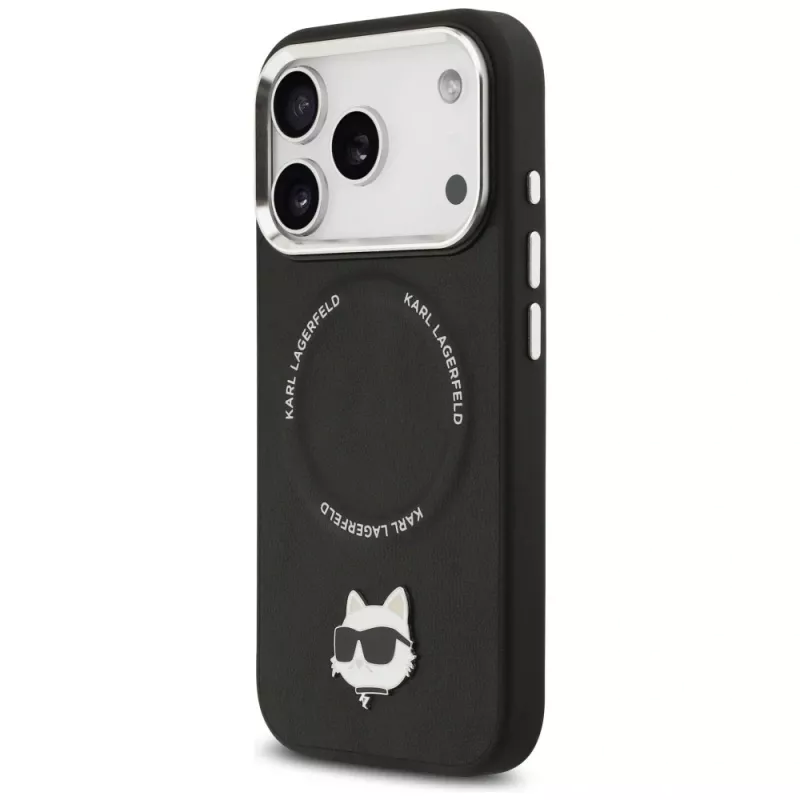 Hoesje Karl Lagerfeld Choupette Pin MagSafe voor iPhone 17 Pro Max zwart