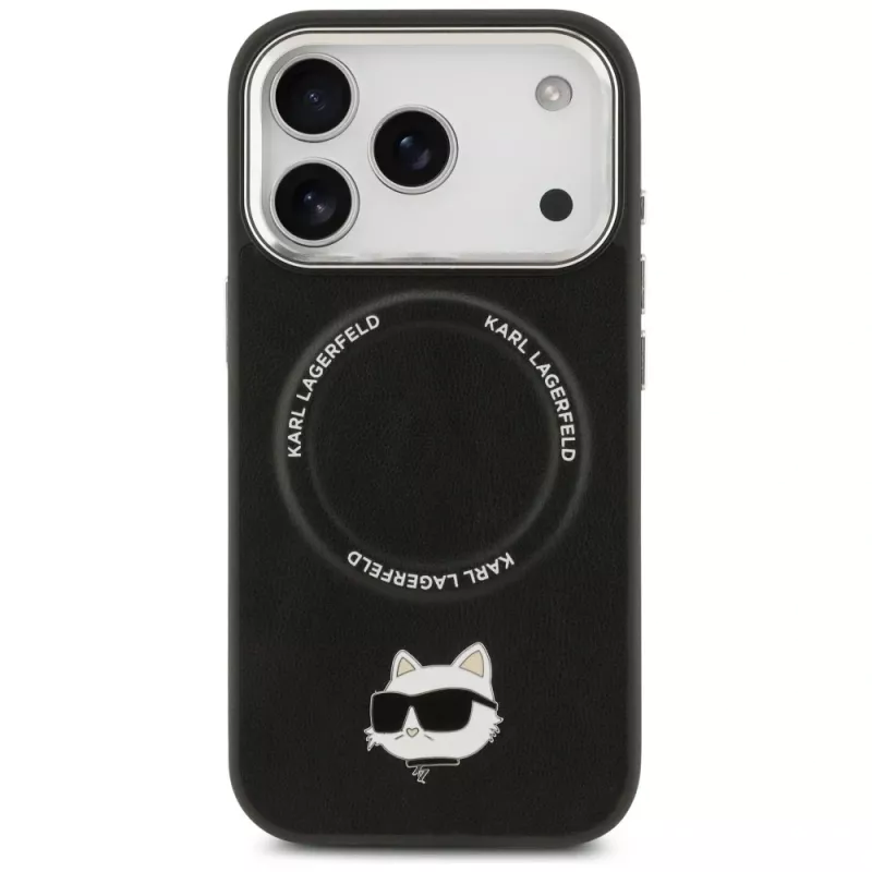 Hoesje Karl Lagerfeld Choupette Pin MagSafe voor iPhone 17 Pro Max zwart