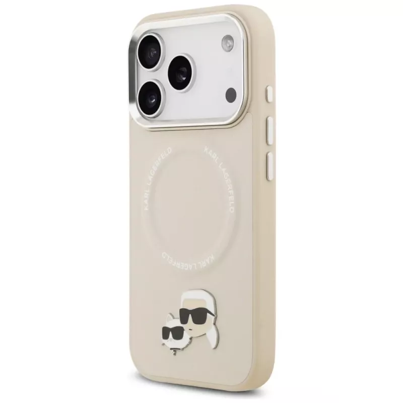 Hoesje Karl Lagerfeld Karl & Choupette Pins MagSafe voor iPhone 17 Pro beige