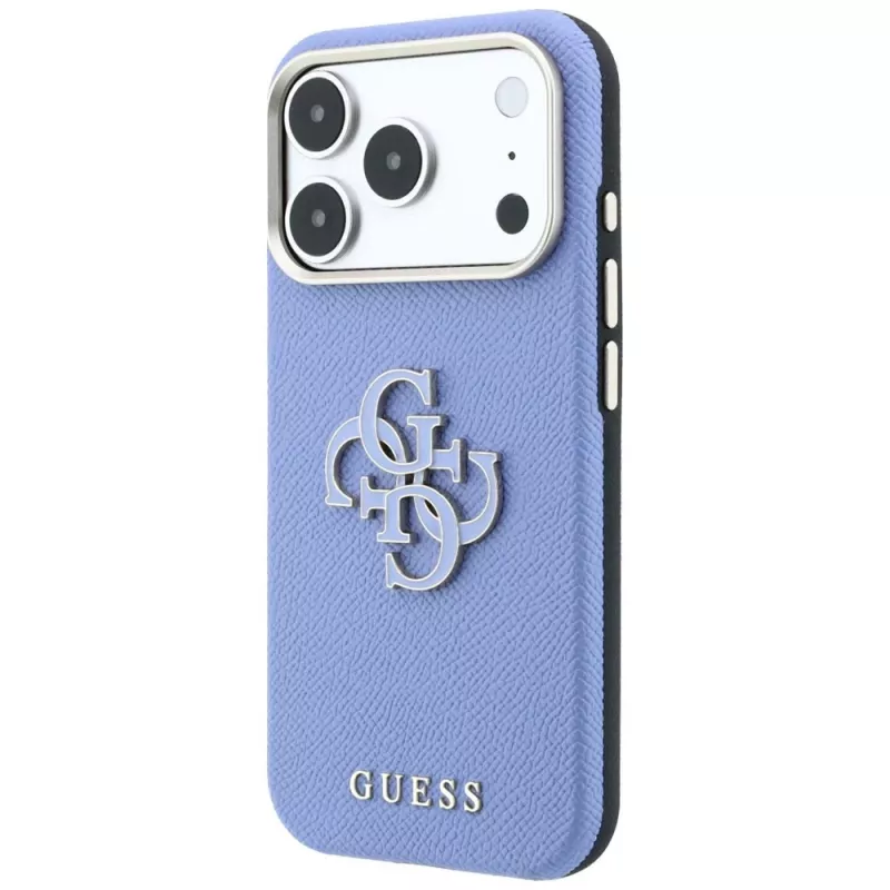 Guess genarbde & grote resin-logo hoes voor iPhone 18 Pro / 17 Pro, blauw