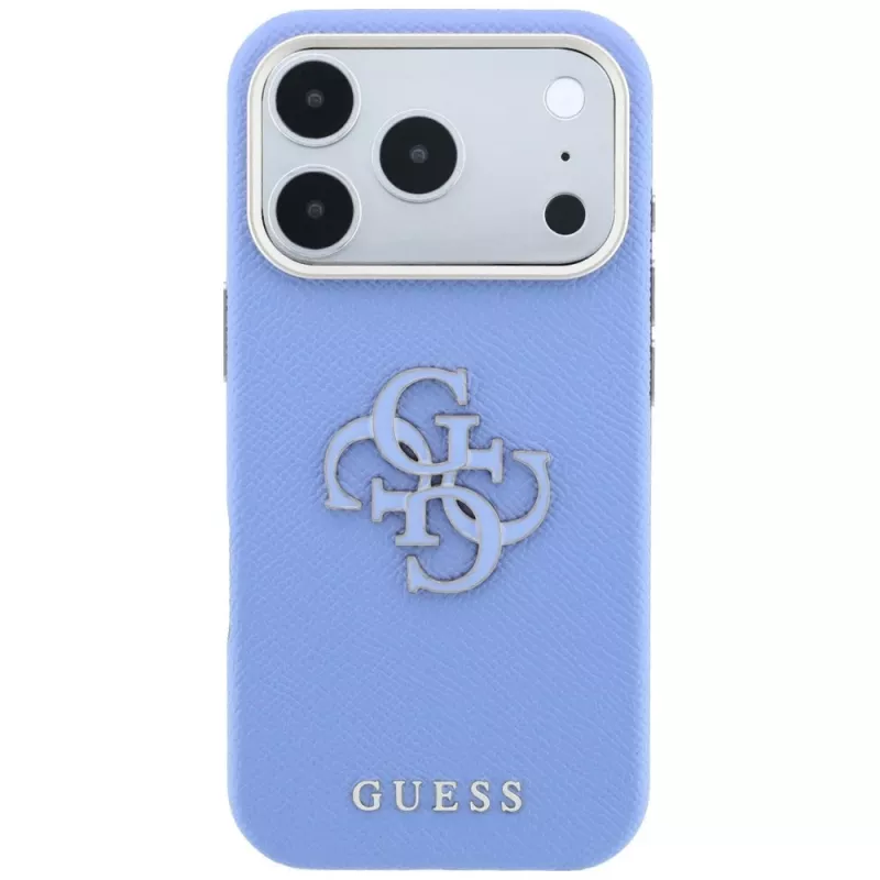 Guess genarbde & grote resin-logo hoes voor iPhone 18 Pro / 17 Pro, blauw