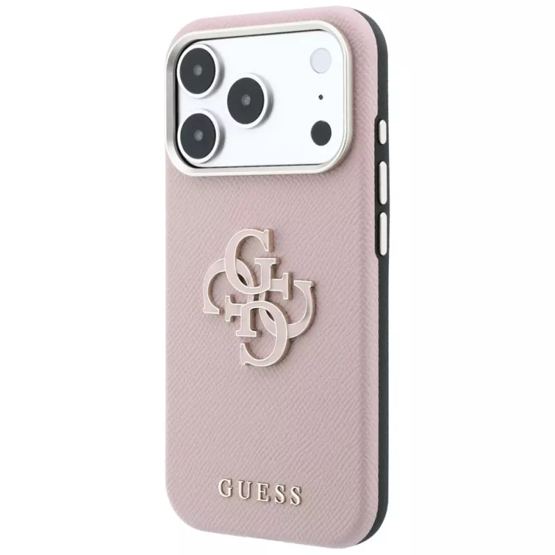 Guess genarbde & grote resin-logo hoes voor iPhone 18 Pro / 17 Pro, roze
