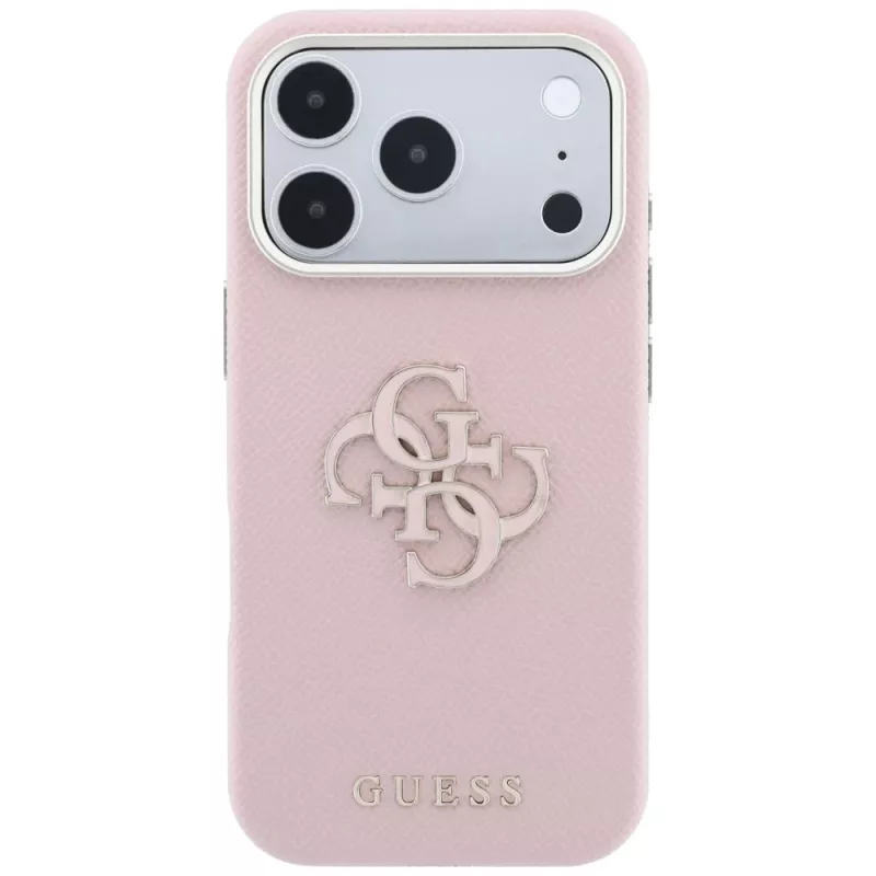 Guess genarbde & grote resin-logo hoes voor iPhone 18 Pro / 17 Pro, roze