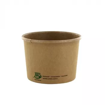 PAPSTAR pure soepbekers, rond, 350 ml, bruin, ongebleekt versvezelkarton met bio-coating