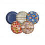 STARPAK wegwerpborden met kerstdesign, blauw/zilver/rood/goud, Ø 23 cm, 25 stuks