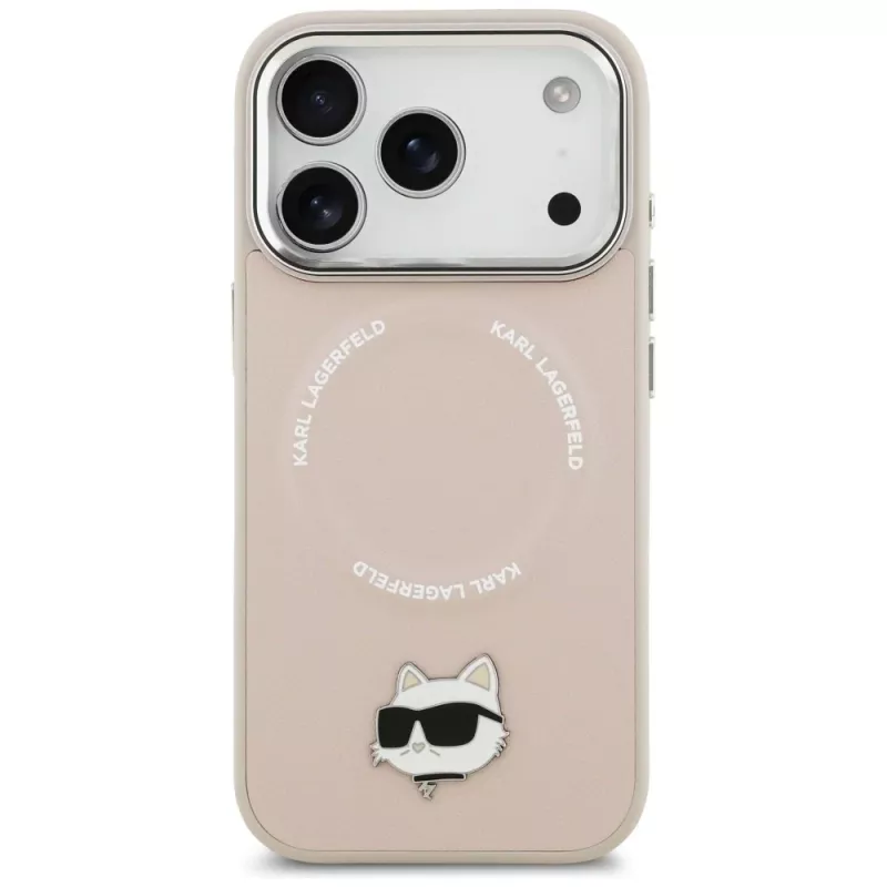 Karl Lagerfeld Choupette Pin MagSafe hoesje voor iPhone 17 Pro, roze