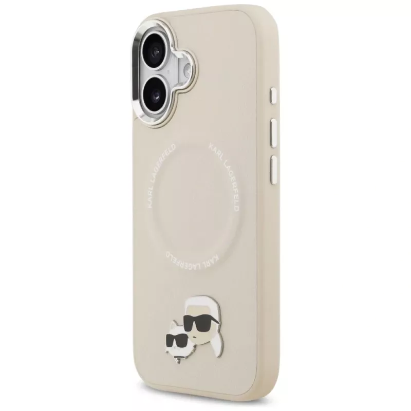 Karl Lagerfeld Karl & Choupette Pins MagSafe hoesje voor iPhone 17, beige