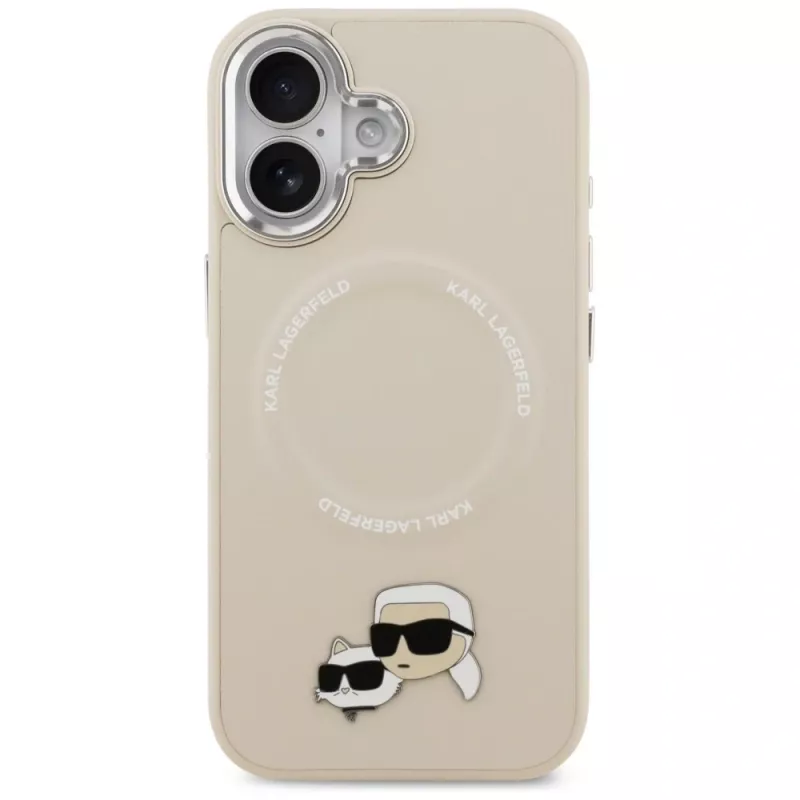 Karl Lagerfeld Karl & Choupette Pins MagSafe hoesje voor iPhone 17, beige