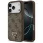 Guess leer 4G Triangle Strass MagSafe-hoesje voor iPhone 18 Pro / 17 Pro, bruin