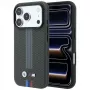 BMW M Quadrille Kevlar Tricolor Print Lines MagSafe-hoesje voor iPhone 18 Pro Max / 17 Pro Max, antraciet