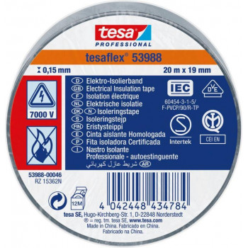 Tesa zacht-PVC-isolatietape, 19 mm x 20 m, wit