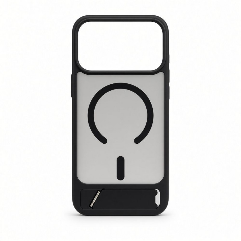 Evelatus MagSafe-hoes met rubbercoating en standaard voor Apple iPhone 18 Pro Max, zwart