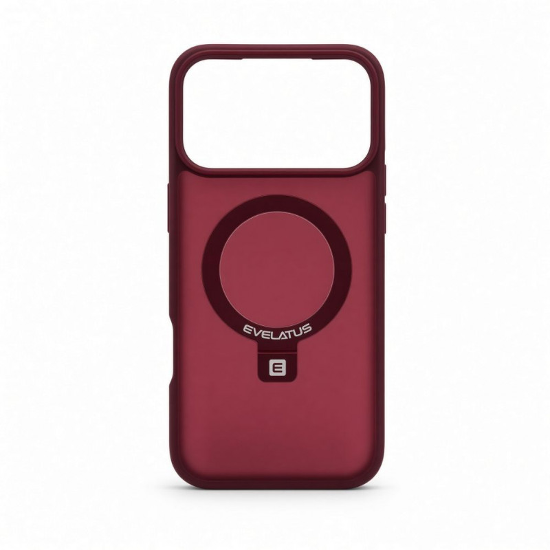 Evelatus Shield hoes met MagSafe & standaard voor Apple iPhone 18 Pro, matte ring, bordeauxrood