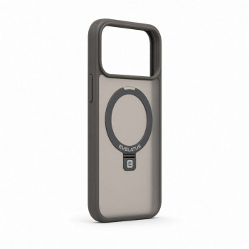 Evelatus Shield hoesje met MagSafe & standaard voor Apple iPhone 18 Pro, matte ring, rookgrijs