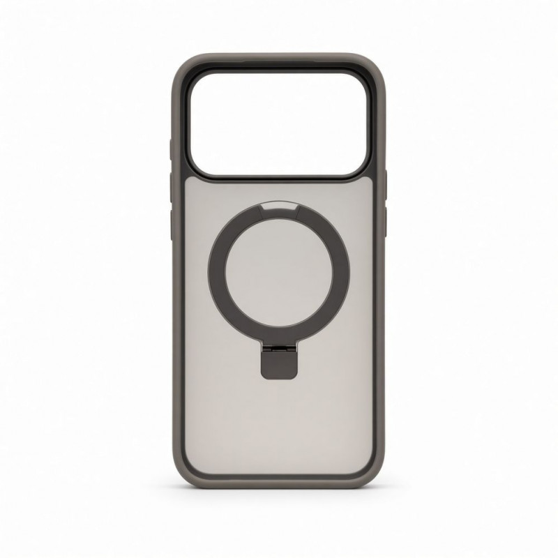 Evelatus Shield hoesje met MagSafe & standaard voor Apple iPhone 18 Pro, matte ring, rookgrijs