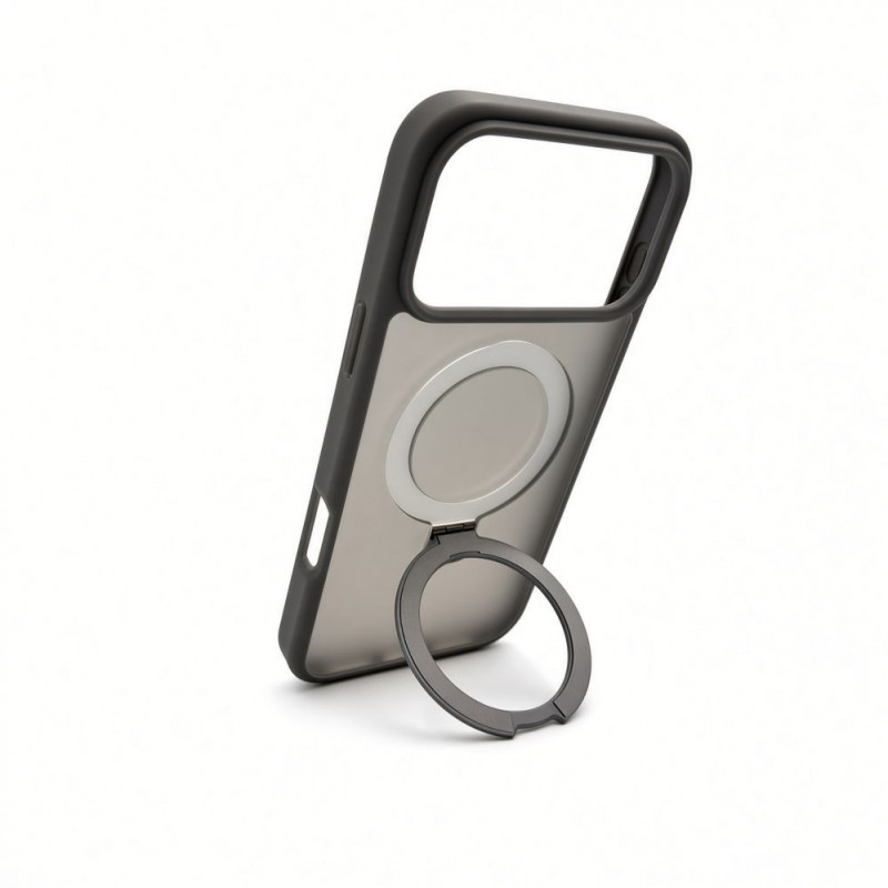 Evelatus Shield hoesje met MagSafe & standaard voor Apple iPhone 18 Pro, matte ring, rookgrijs