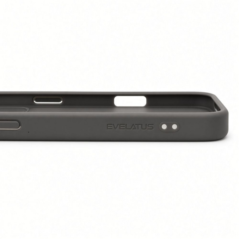 Evelatus Shield hoesje met MagSafe & standaard voor Apple iPhone 18 Pro, matte ring, rookgrijs