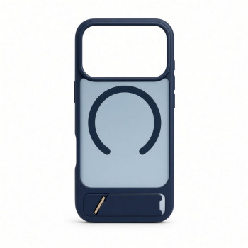 Evelatus rubber gecoat MagSafe hoesje met standaard voor Apple iPhone 18 Pro, marineblauw