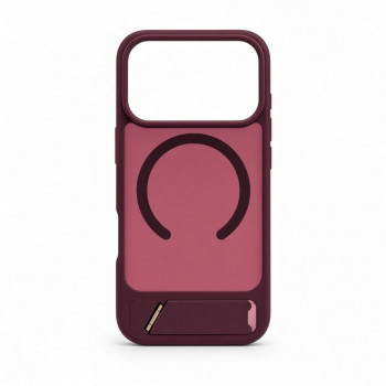Evelatus MagSafe hoesje met rubbercoating en standaard voor Apple iPhone 18 Pro, bordeauxrood