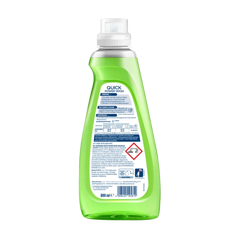 Dr.Beckmann Quick Power Wash universeel vloeibaar wasmiddel, 800 ml