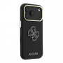 Guess SW gegraind PU- & groot resin-logo case voor Apple iPhone 18 Pro, zwart