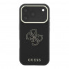 Guess SW gegraind PU- & groot resin-logo case voor Apple iPhone 18 Pro, zwart