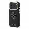 Guess SW gegraind PU- & groot resin-logo case voor Apple iPhone 18 Pro, zwart