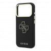 Guess SW gegraind PU- & groot resin-logo case voor Apple iPhone 18 Pro, zwart