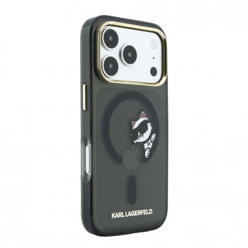 Karl Lagerfeld HC MagSafe IML Peekaboo Print & Metal Frame hoes voor Apple iPhone 18 Pro Max, zwart