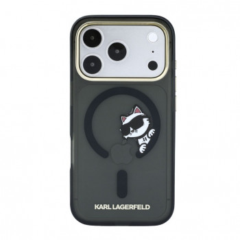 Karl Lagerfeld HC MagSafe IML Peekaboo Print & Metal Frame hoes voor Apple iPhone 18 Pro, zwart