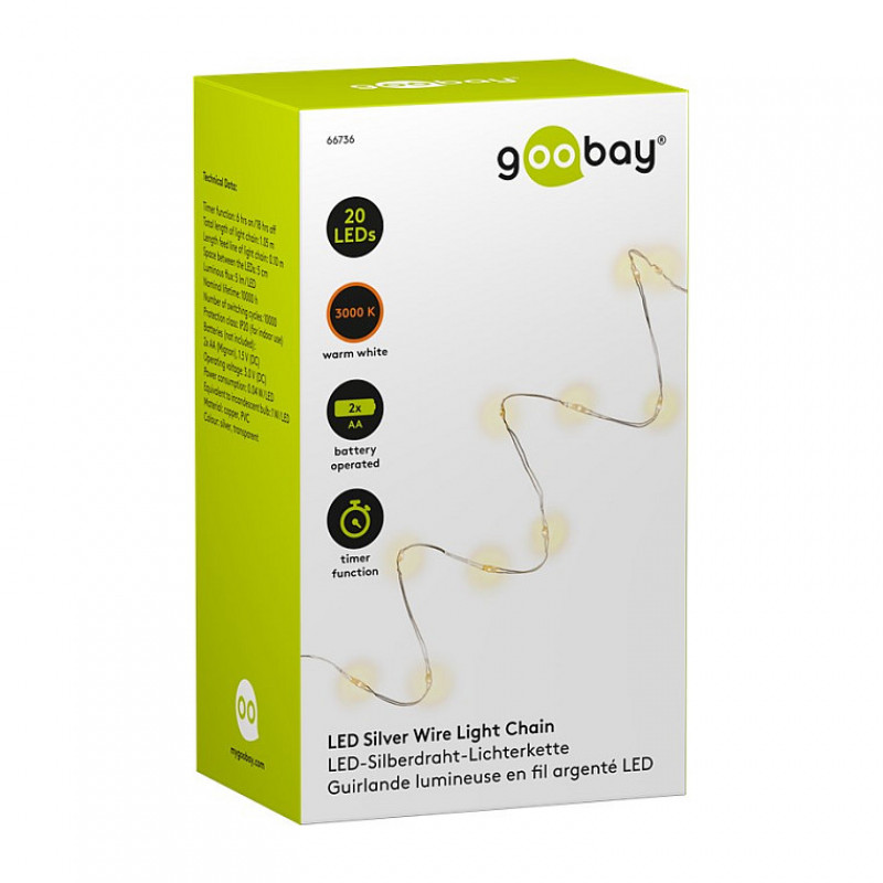 Goobay 20-lichts lichtslang, transparant, 1,0 m