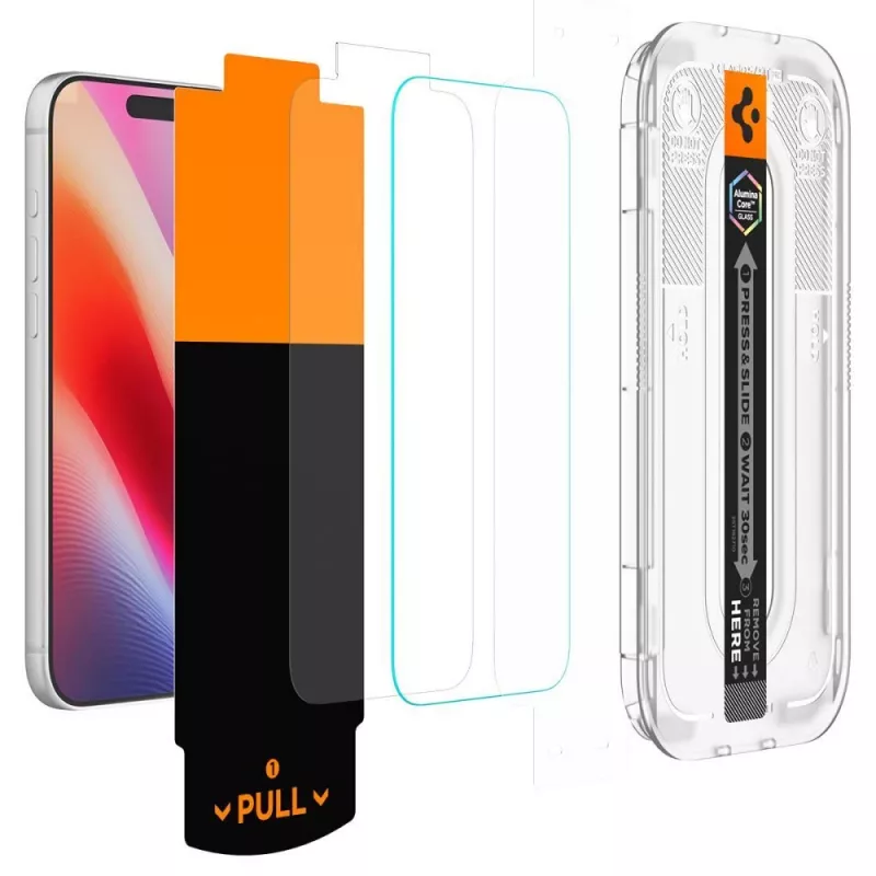 Spigen Glas.TR EZ Fit Pro HD AC 2-pack displayschermglas iPhone 16 Pro / 17 / 17 Pro / 18 Pro transparant