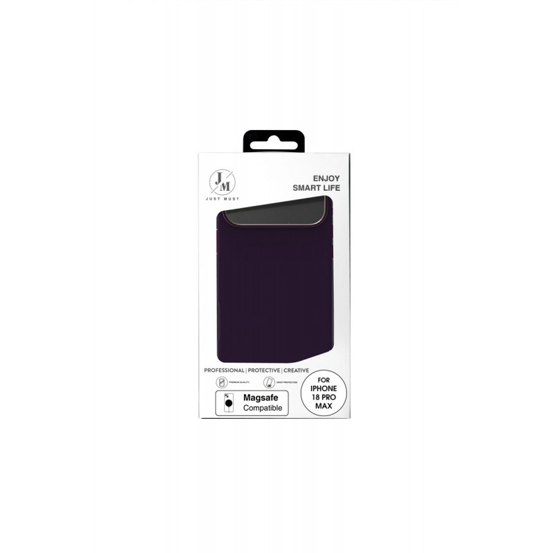 Just Must JM lederen hoes met MagSafe voor iPhone 18 Pro Max, paars