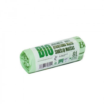 BioBag composteerbare vuilniszakken 8 l, 39x41 cm, 15 micron, 25 stuks per rol, groen