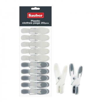 Sauber kunststof wasknijpers, grijs, 20 stuks