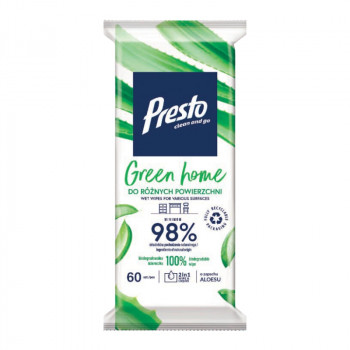 Presto vochtige doekjes voor verschillende oppervlakken Green Home 60 stuks