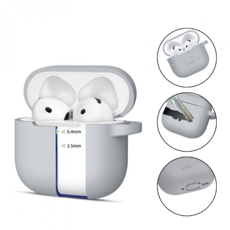 Tech-Protect Crayon Silicone Hook hoesje voor Apple AirPods 4, grijs