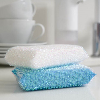 York Bacteria Stop antibacteriële sponzen voor gevoelige oppervlakken, 2 stuks, wit/blauw