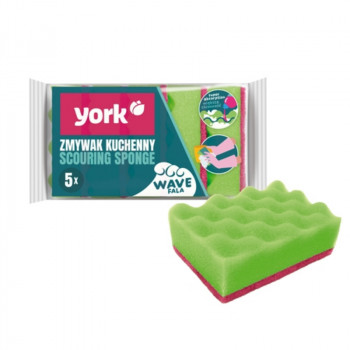YORK afwasspons Wave 4+1 stuks 10x7x3cm