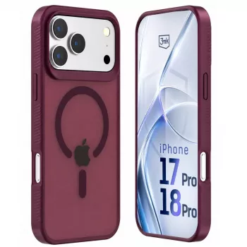 3mk Hardy Hazy MagCase voor Apple iPhone 17 Pro / 18 Pro, bordeauxrood