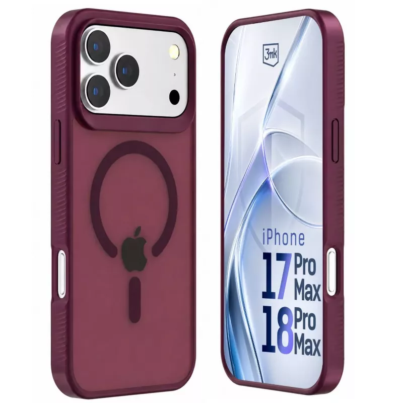 3mk Hardy Hazy MagCase voor Apple iPhone 17 Pro Max / 18 Pro Max, bordeaux