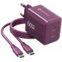 Forcell F-Energy GaN III VT-60 60W PD QC 4.0+ 2x USB-C bordeauxrode voeding + USB-C-kabel