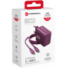 Forcell F-Energy GaN III VT-60 60W PD QC 4.0+ 2x USB-C bordeauxrode voeding + USB-C-kabel