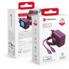 Forcell F-Energy GaN III VT-60 60W PD QC 4.0+ 2x USB-C bordeauxrode voeding + USB-C-kabel