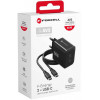 Forcell F-Energy GaN III VT-60 60W PD QC 4.0+ 2x USB-C voeding zwart + USB-C-kabel