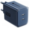 Forcell F-Energy GaN III VT-60 60W PD QC 4.0+ 2x USB-C voeding marineblauw + USB-C-kabel
